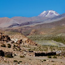 Deserted village with Volcano Aguas Caliente